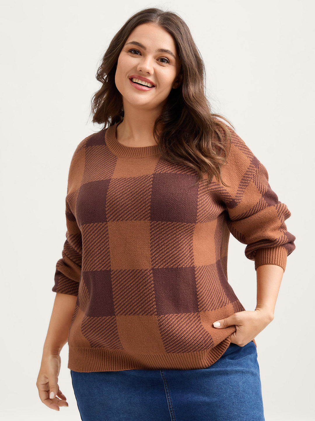 Margot | Women’s plaid knit sweater with relaxed fit