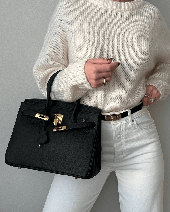 Amaya | Women’s luxurious embossed leather handbag with gold accents