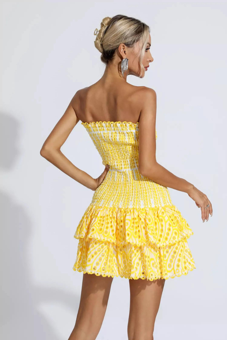 Zara | Women’s ruffle mini dress with strapless design and open back