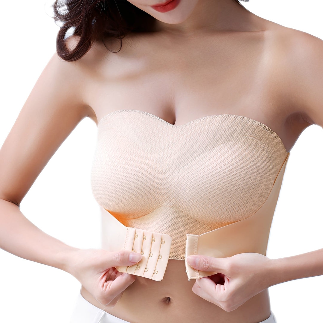 Raquel | Women’s strapless bra with front  and black closure design