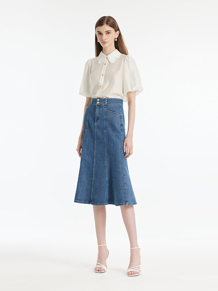 Paloma | Women’s high-waisted denim mermaid skirt