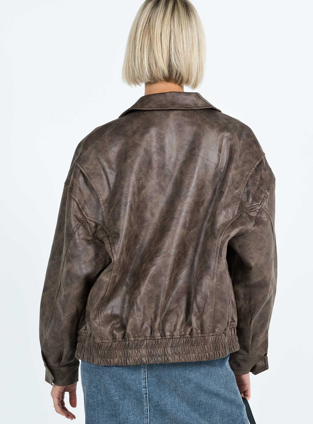 Gervie | Women’s vintage faux leather bomber jacket