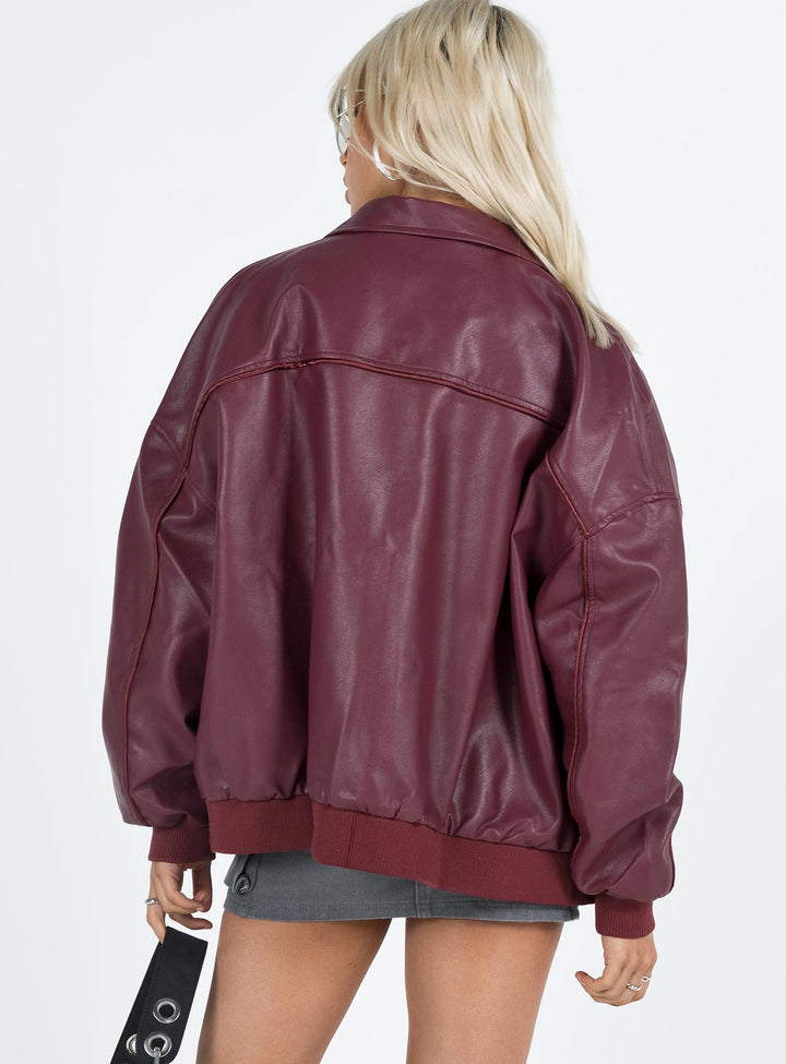 Jassy | Women's oversized faux leather bomber jacket