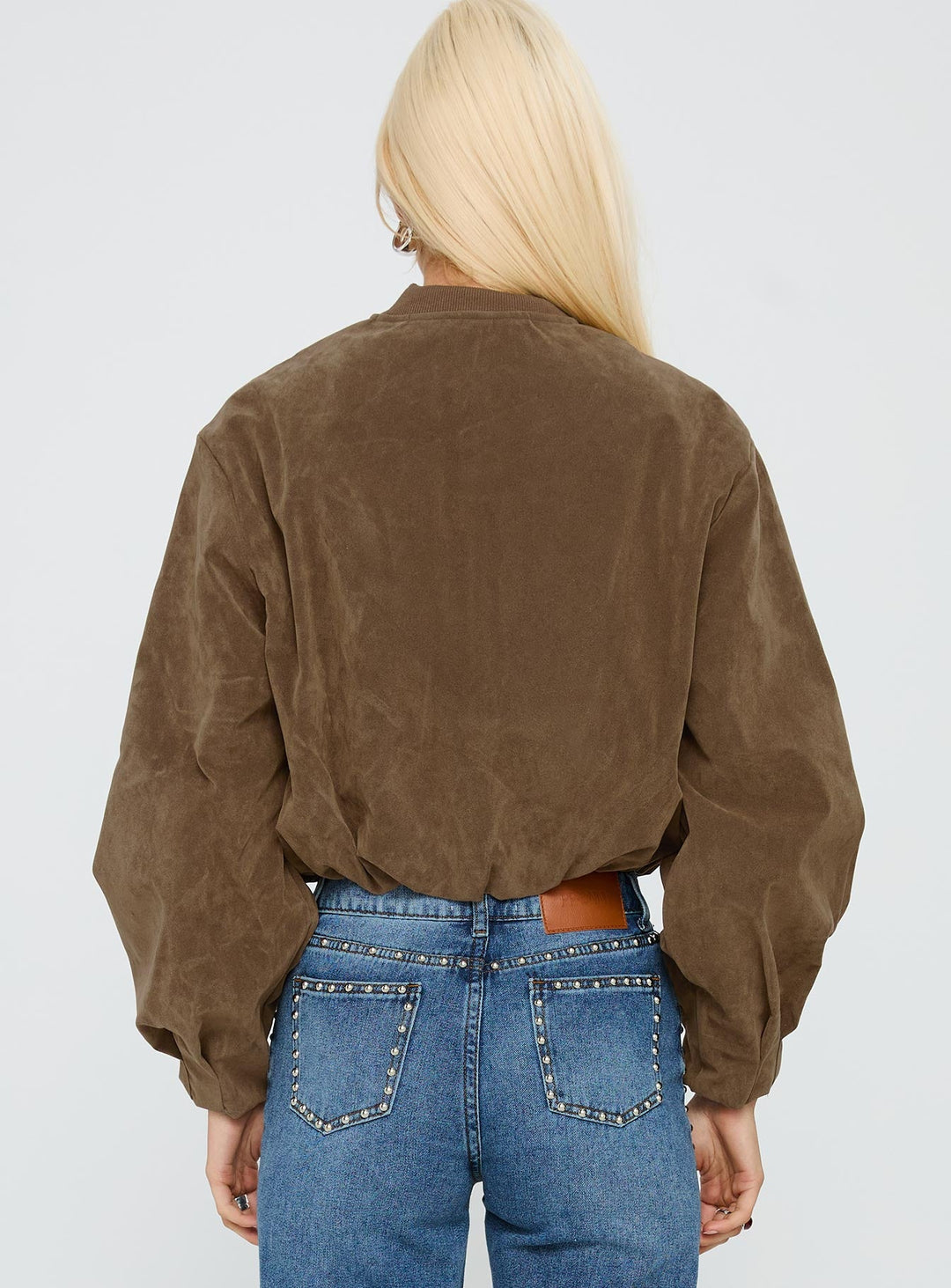 Elizabeth | Women’s faux suede cropped bomber jacket