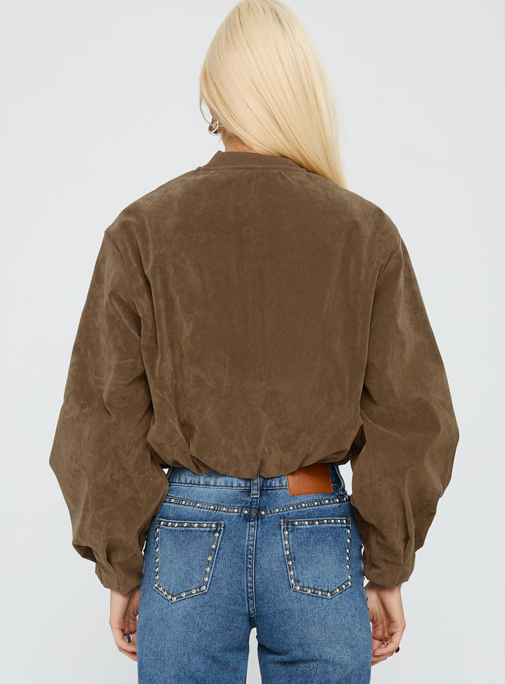 Elizabeth | Women’s faux suede cropped bomber jacket