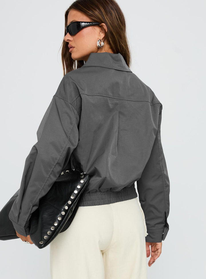 Michelle | Women’s oversized bomber jacket with zip front and ribbed waistband