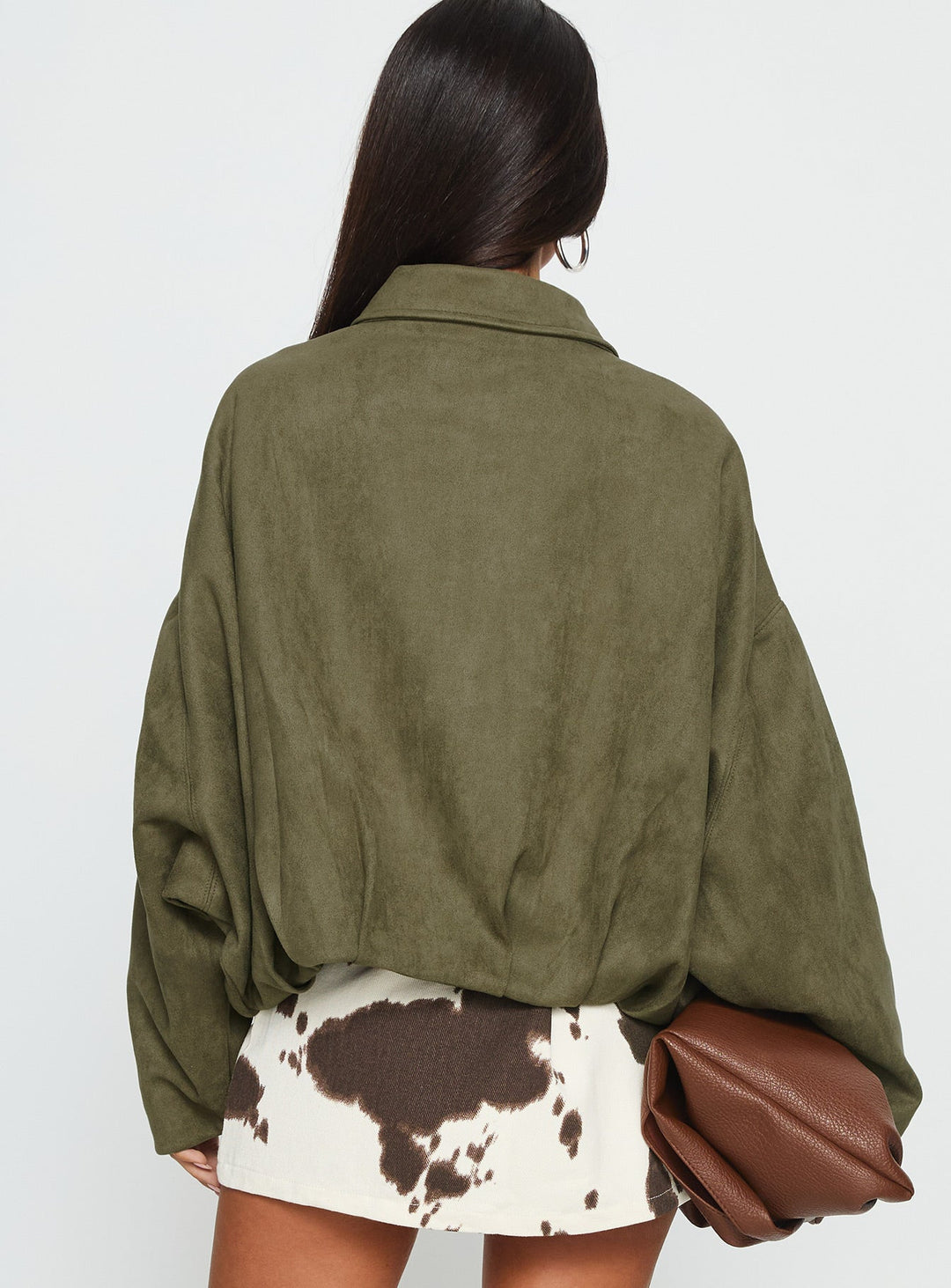 Lovie | Women’s oversized faux suede bomber jacket