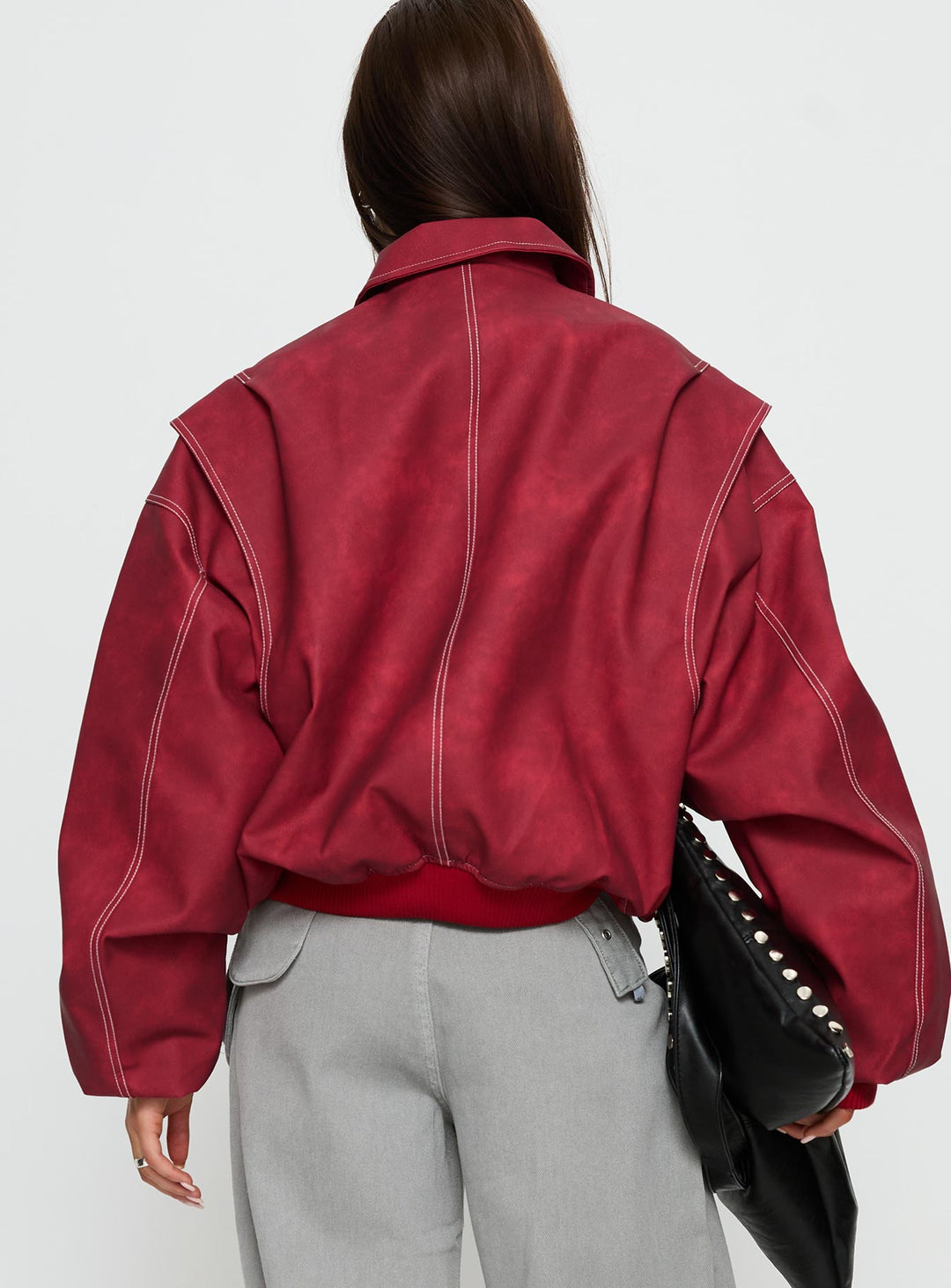 Betty | Women’s oversized zip-up bomber jacket with exposed stitching