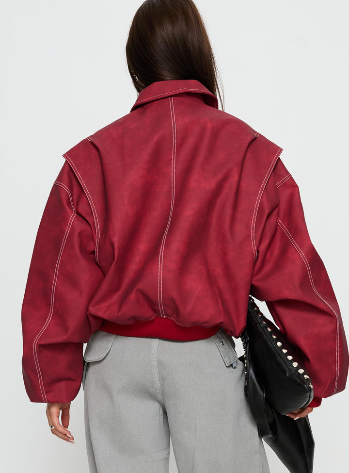 Betty | Women’s oversized zip-up bomber jacket with exposed stitching