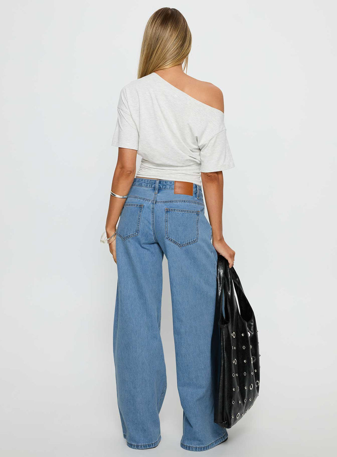 Arleen | Women’s wide-leg pleated denim jeans with belt looped waist