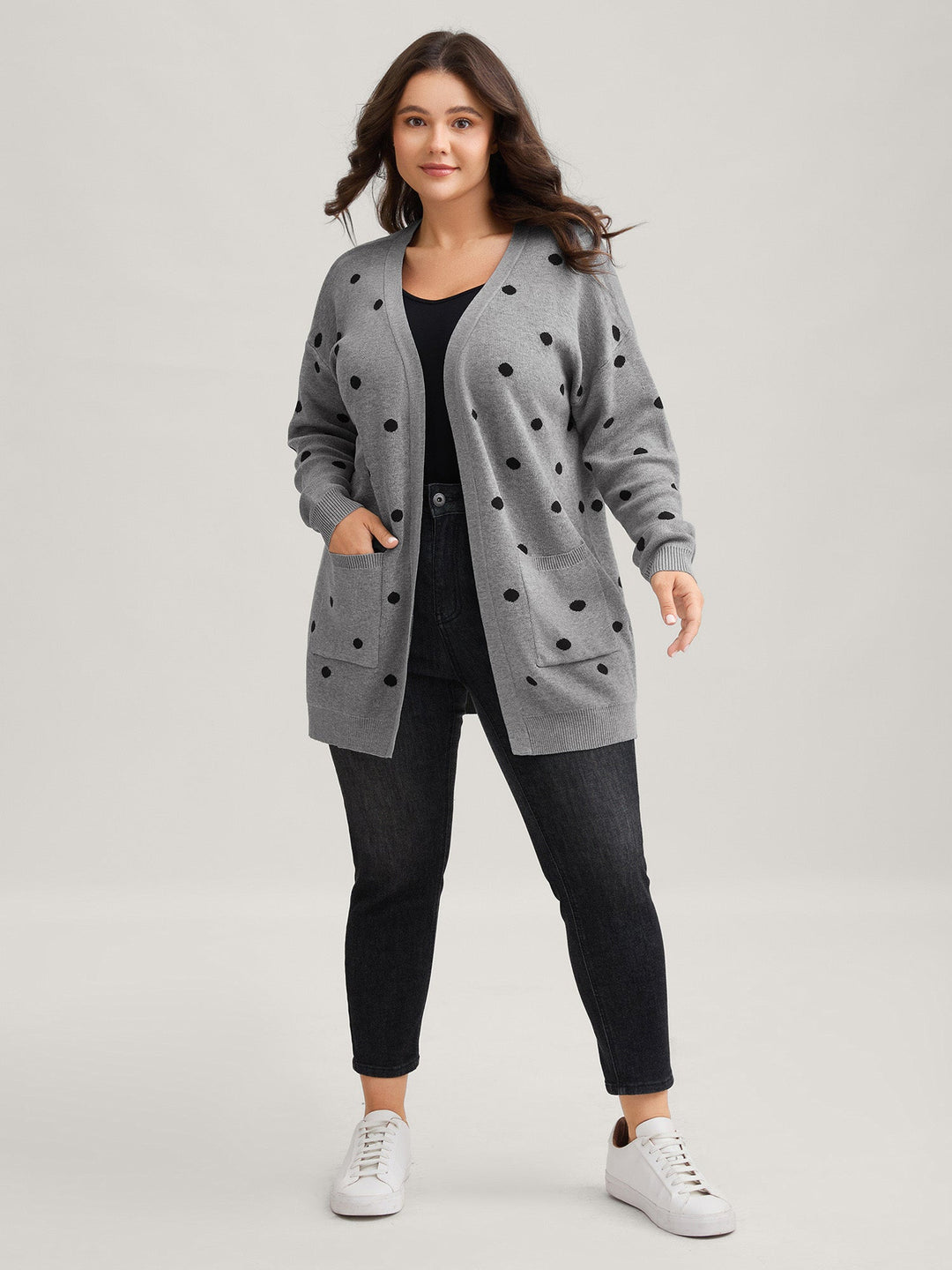 Imogen | Women’s polka dot open-front knit cardigan