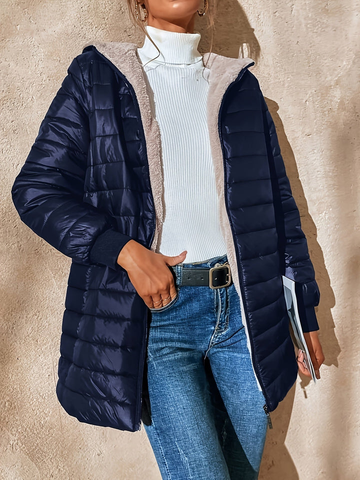 Aaleah  | Women’s quilted mid-length hooded jacket