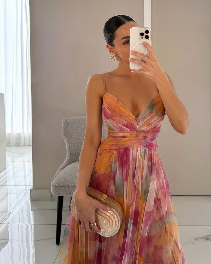 Yen | Women’s floral maxi dress with adjustable back