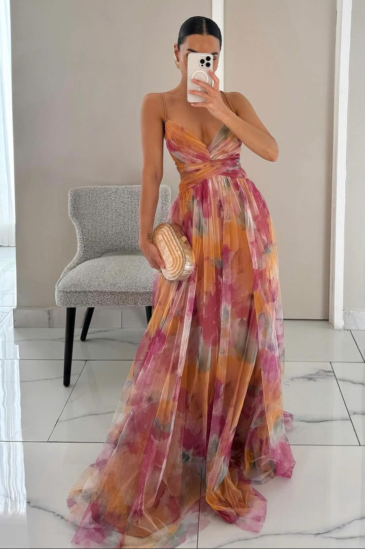 Yen | Women’s floral maxi dress with adjustable back