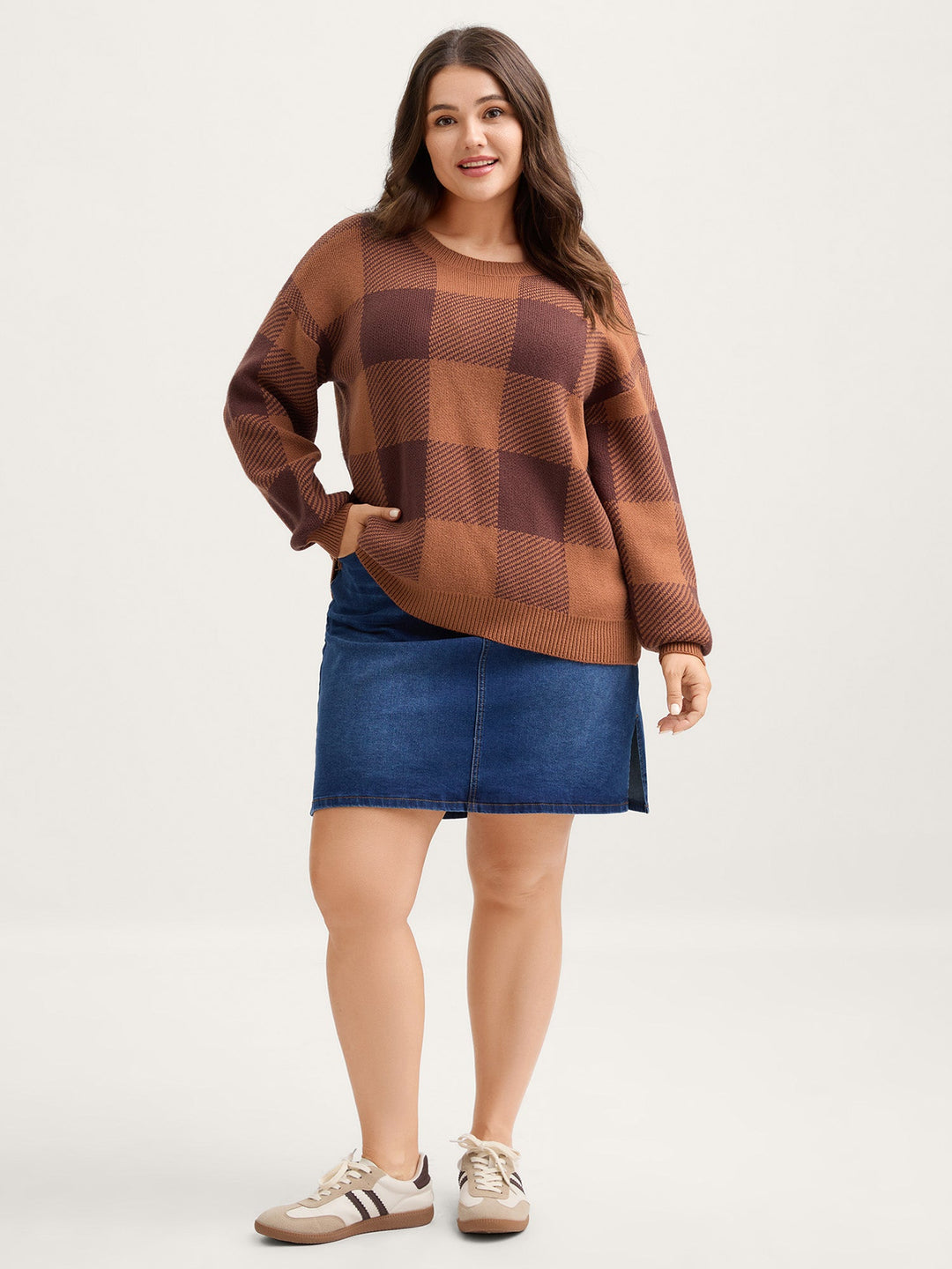Margot | Women’s plaid knit sweater with relaxed fit