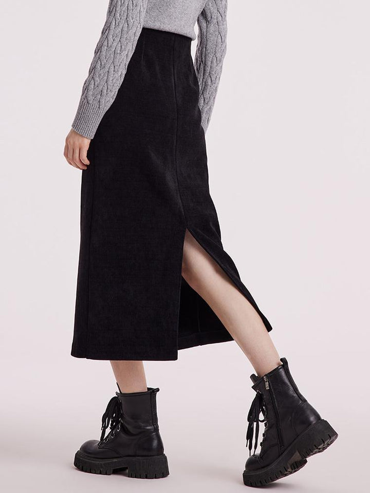 Rory | Women’s straight knitted midi skirt with slit
