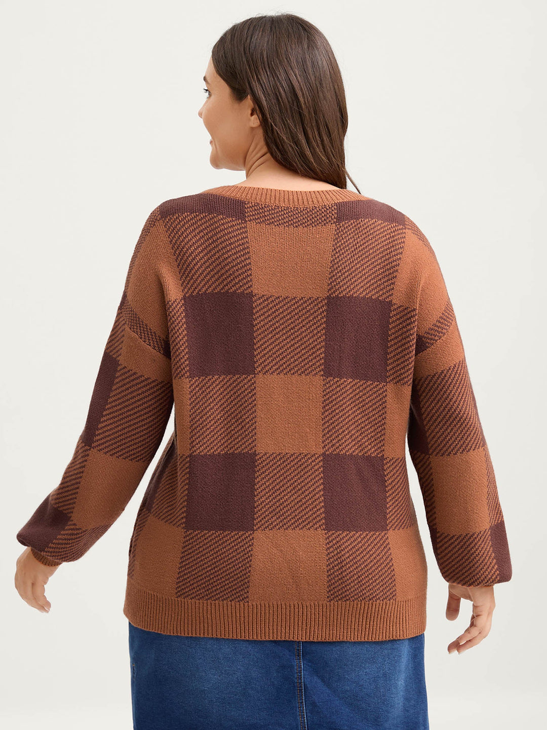 Margot | Women’s plaid knit sweater with relaxed fit
