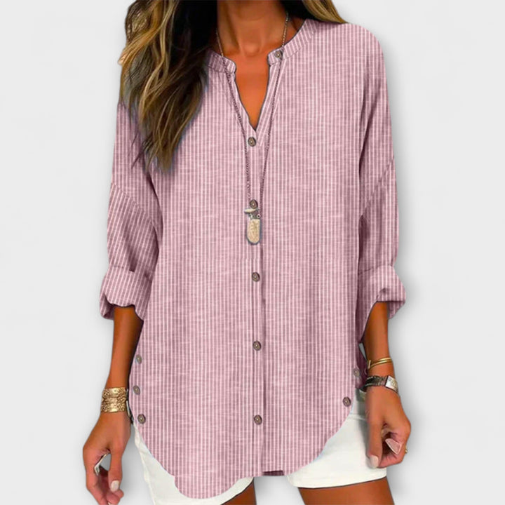 Daleyza | Comfortable striped v-neck top