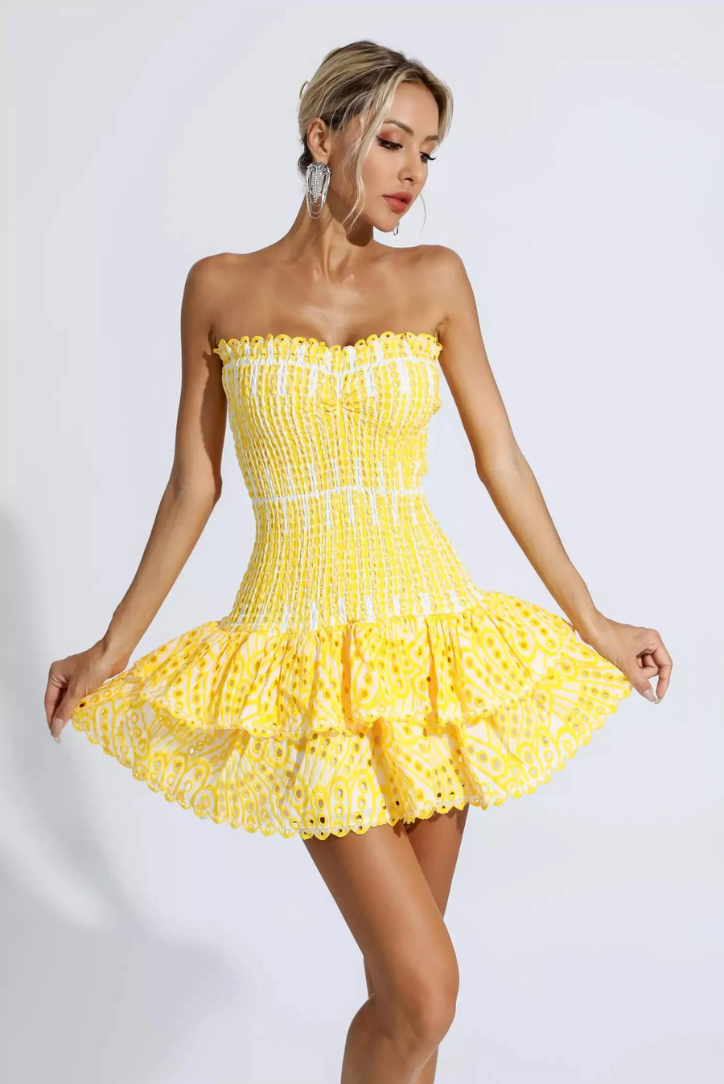 Zara | Women’s ruffle mini dress with strapless design and open back