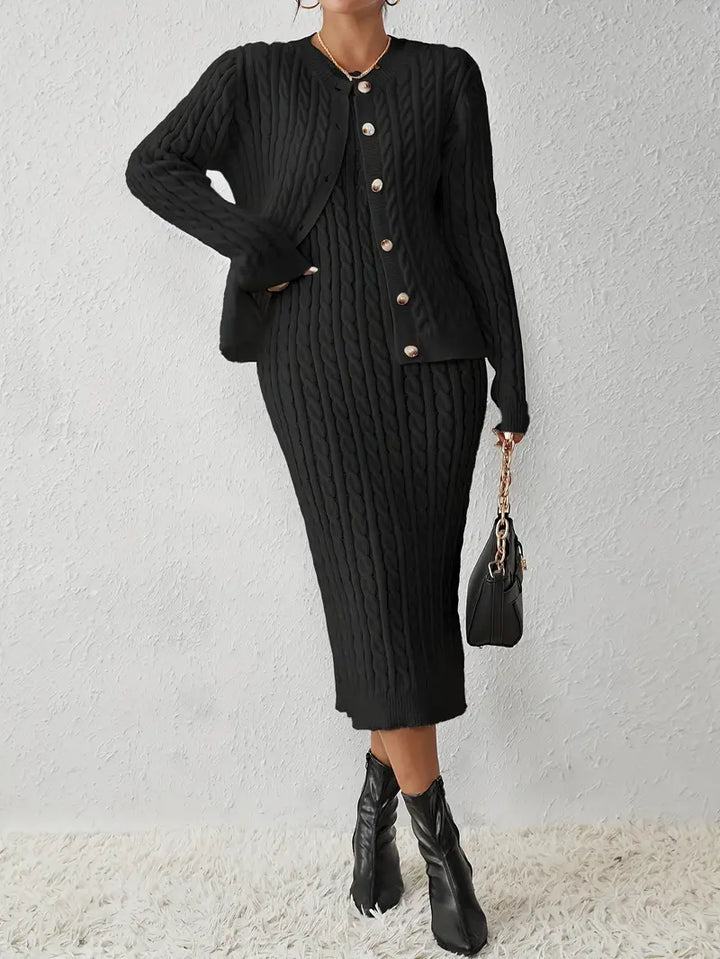 Rox| Women’s two-piece cardigan set with longline layer and matching top