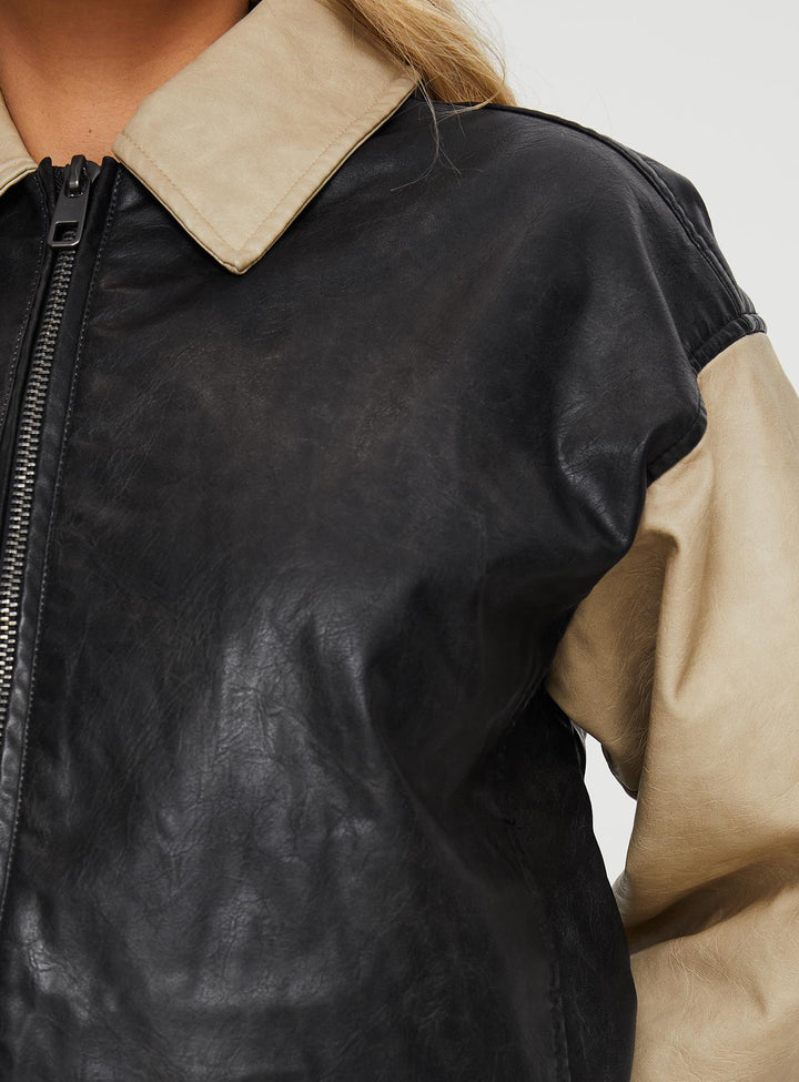 Shane | Women’s two-tone faux leather bomber jacket
