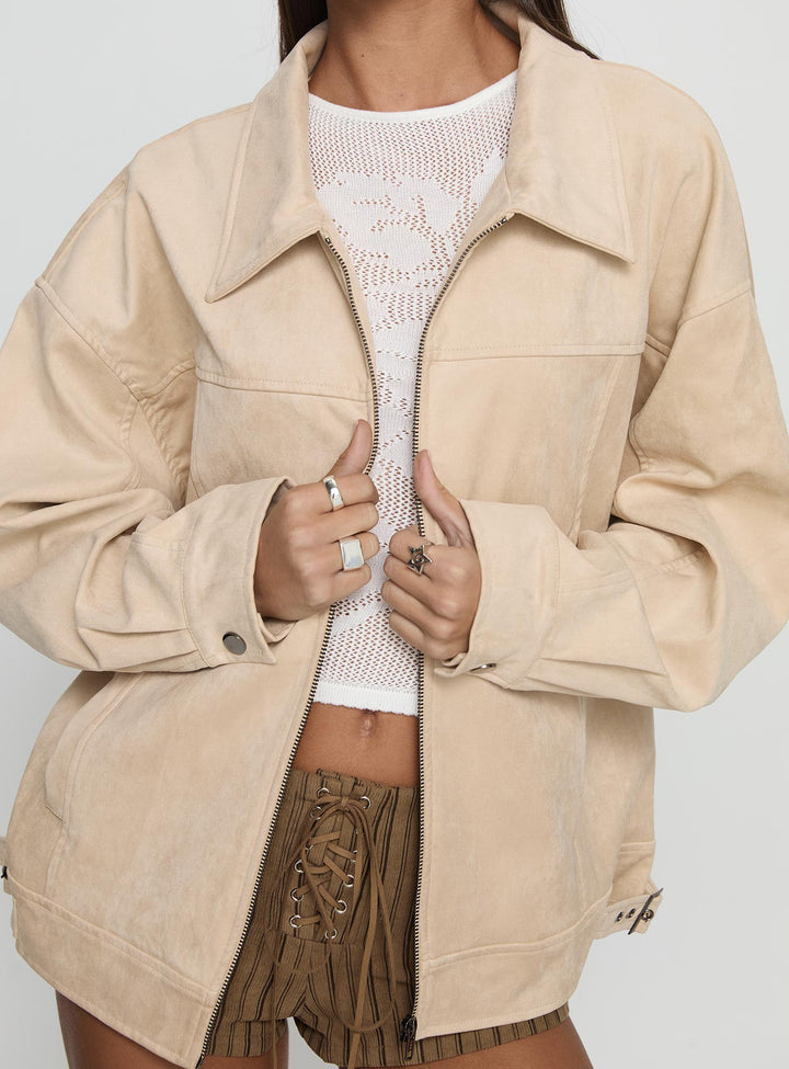 Juliee | Women’s oversized  faux suede zip-up bomber jacket