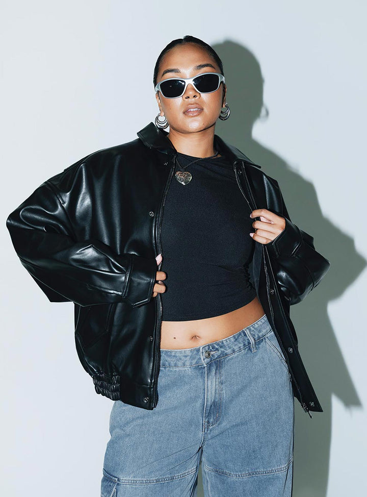 Caroline | Women’s oversized faux leather bomber jacket