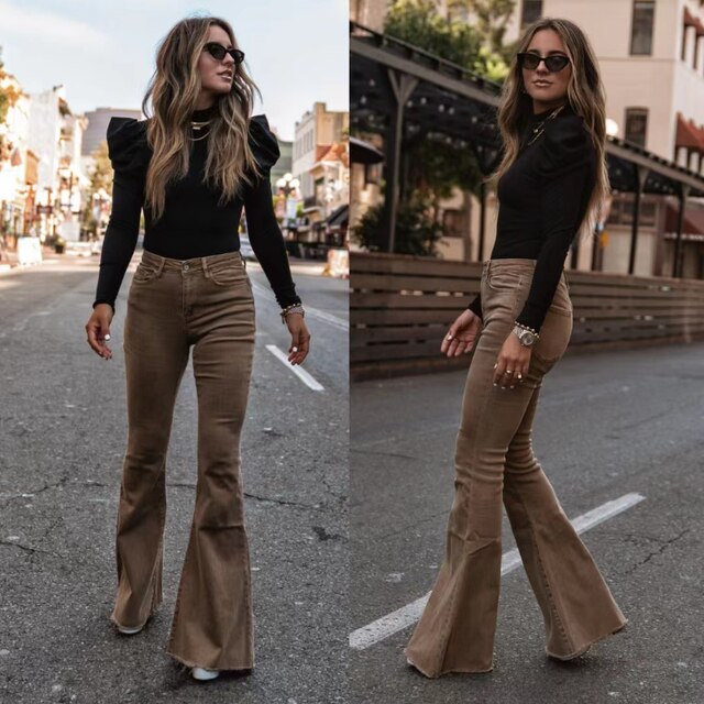 Sonya | Women’s high-waisted corduroy flared pants