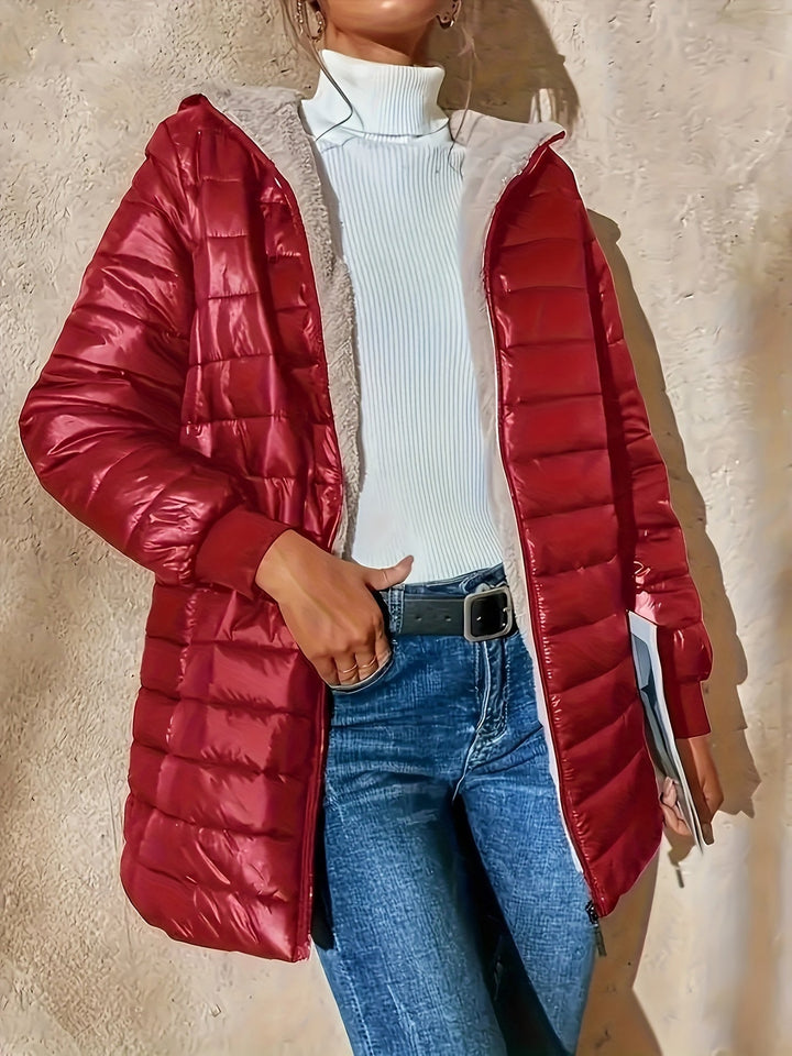 Aaleah  | Women’s quilted mid-length hooded jacket