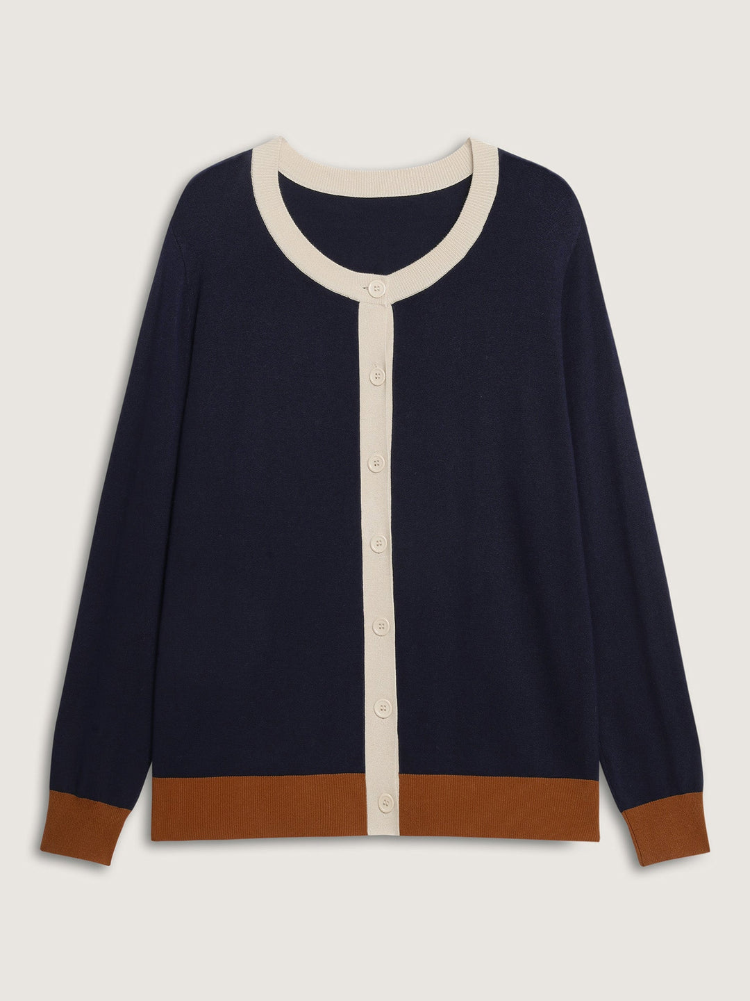 Lucia | Women’s button-front contrast trim knit cardigan