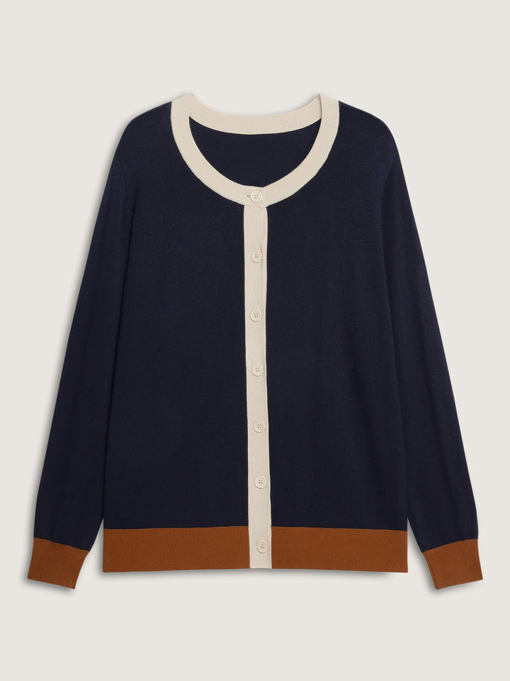 Lucia | Women’s button-front contrast trim knit cardigan