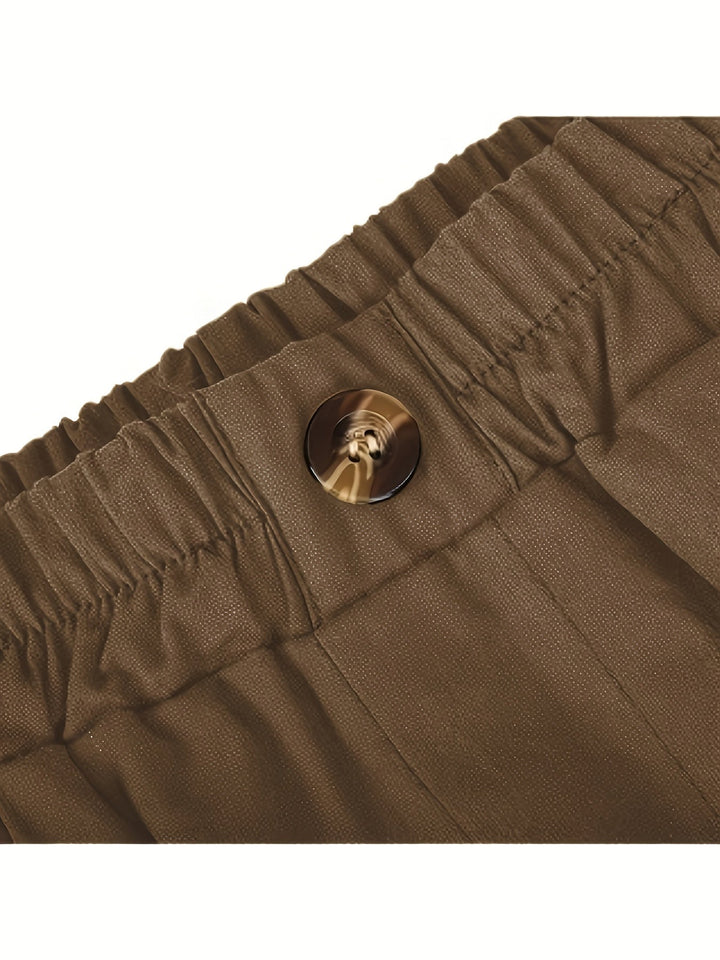 Alia | Wide-leg linen shorts with stretch waistband