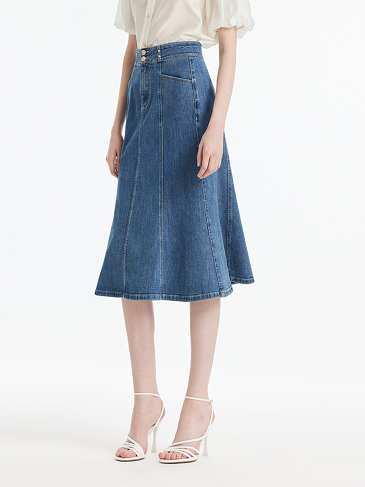 Paloma | Women’s high-waisted denim mermaid skirt