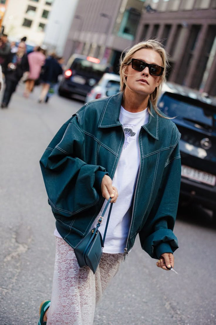 Reina | Women’s oversized jacket with contrast stitching and statement design