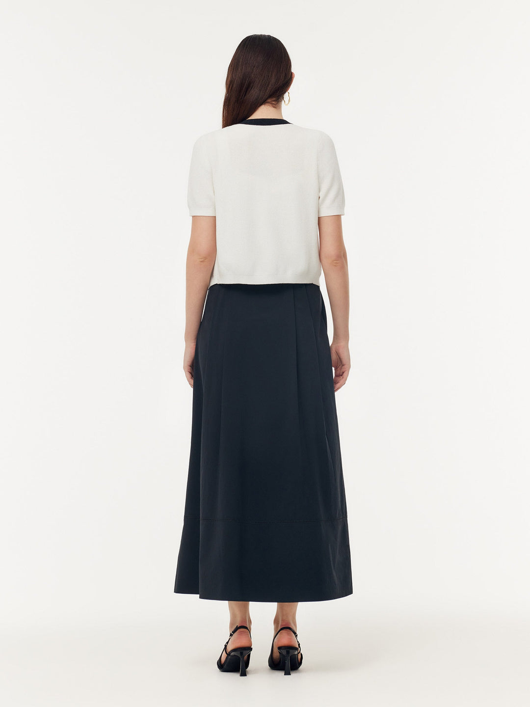 Kiara | Women's A-line pleated maxi skirt with shell buttons