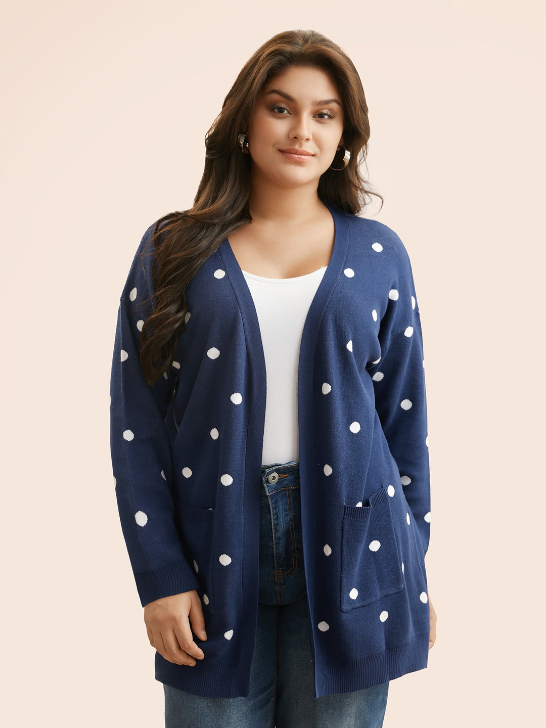 Imogen | Women’s polka dot open-front knit cardigan