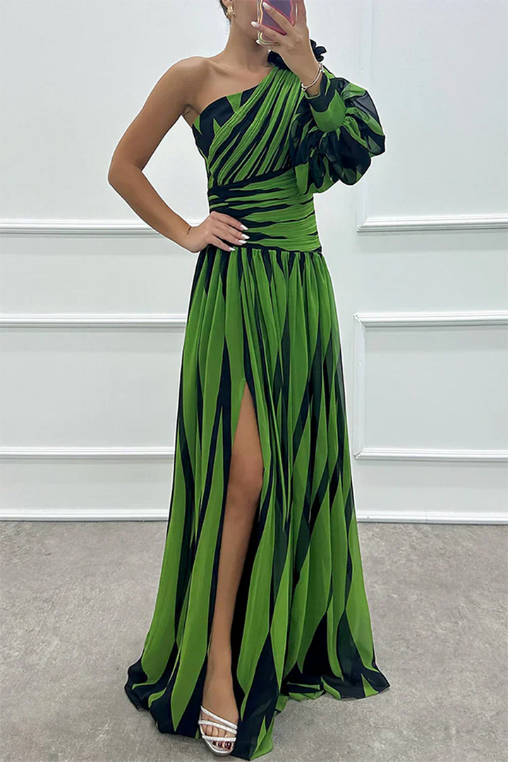 Glenda | Women’s asymmetrical maxi dress with striped design