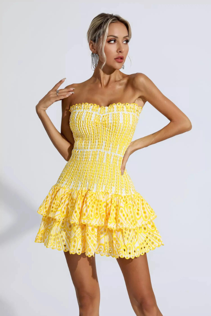 Zara | Women’s ruffle mini dress with strapless design and open back