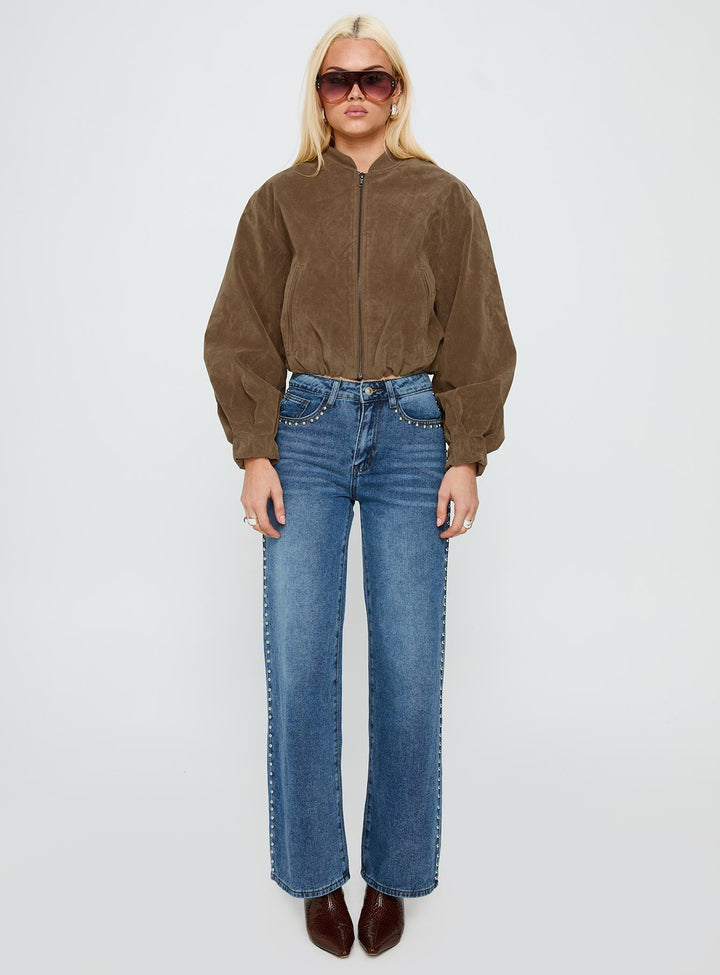 Elizabeth | Women’s faux suede cropped bomber jacket