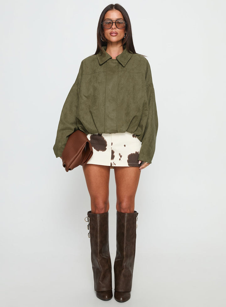 Lovie | Women’s oversized faux suede bomber jacket