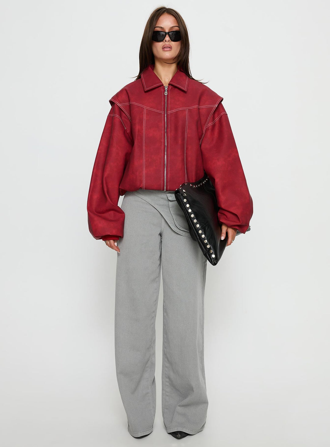 Betty | Women’s oversized zip-up bomber jacket with exposed stitching