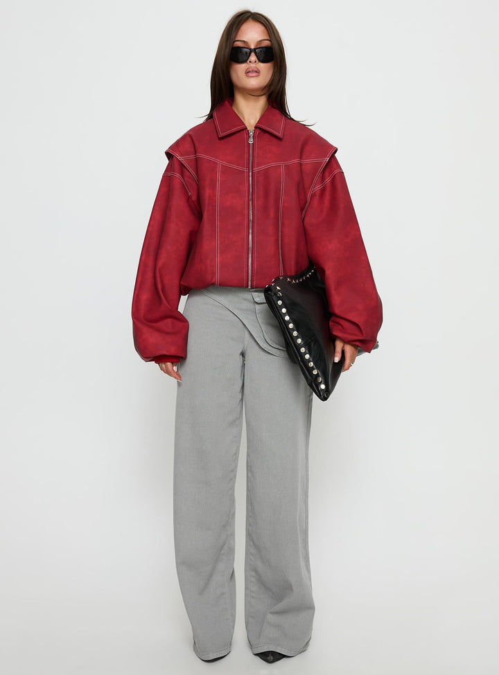 Betty | Women’s oversized zip-up bomber jacket with exposed stitching