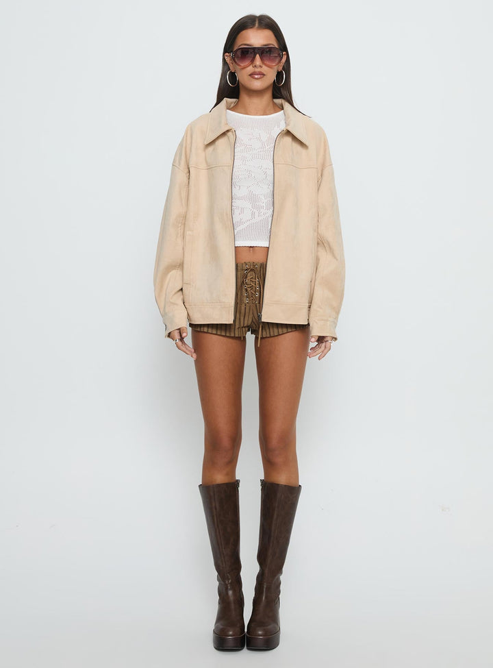 Juliee | Women’s oversized  faux suede zip-up bomber jacket