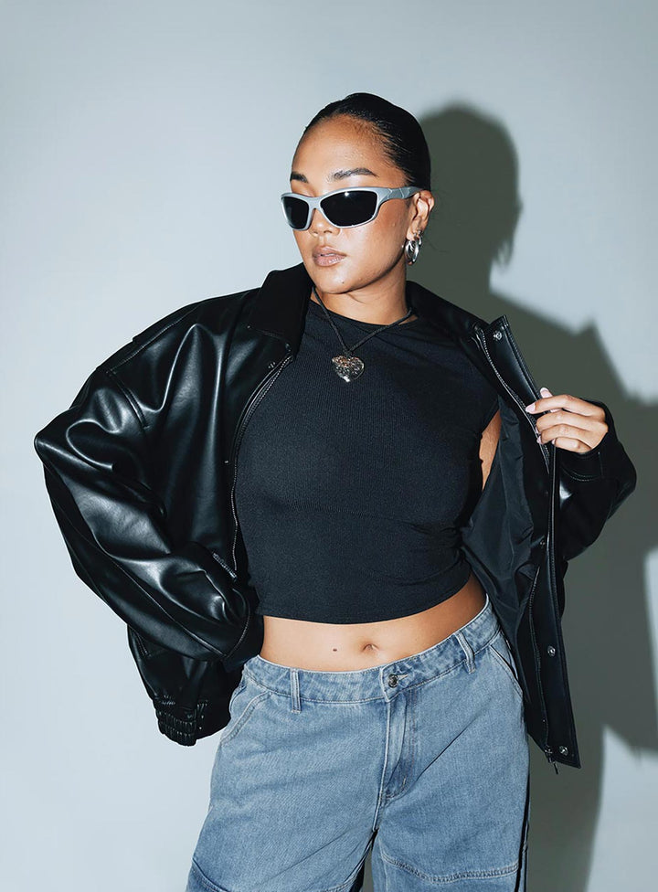 Caroline | Women’s oversized faux leather bomber jacket