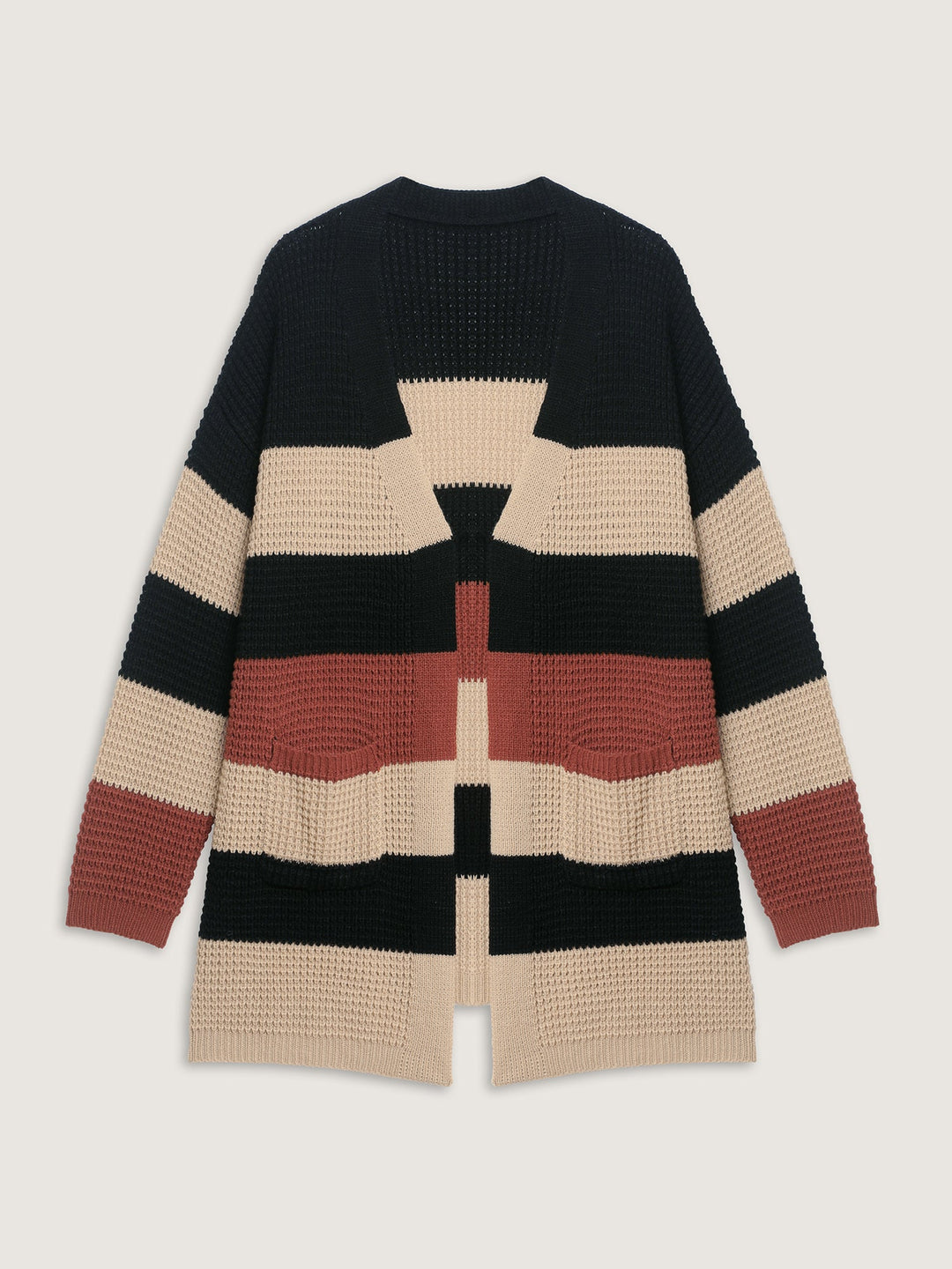 Melody | Women’s striped open-front knit cardigan with pockets