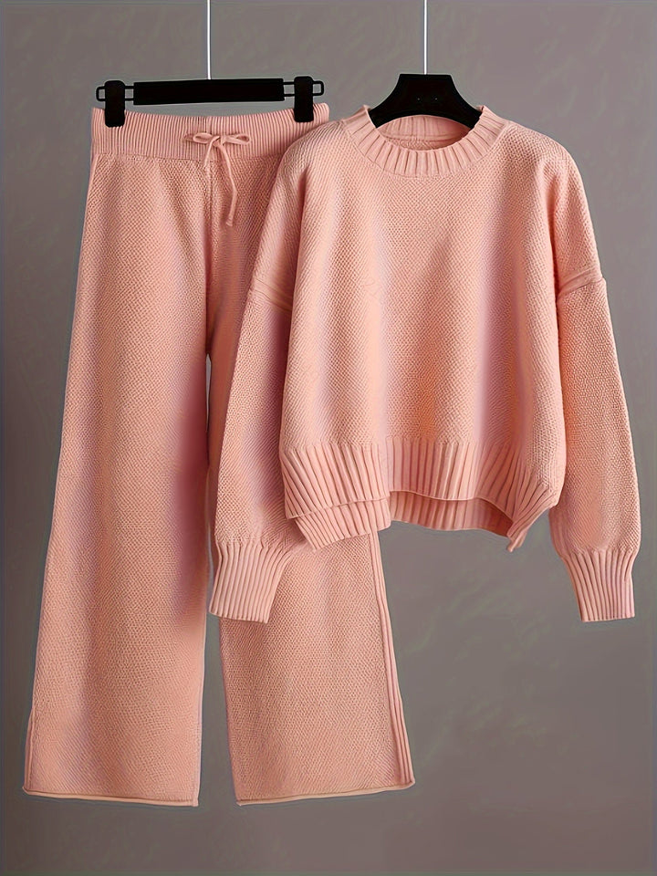 Maria | Women’s knit lounge set with crew neck and wide-leg pants