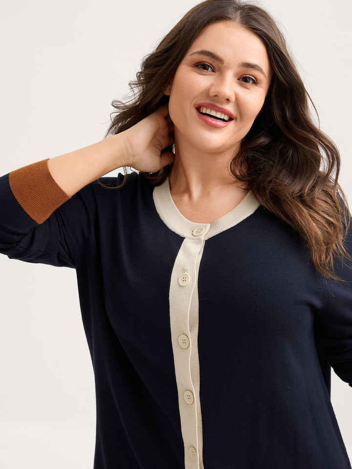 Lucia | Women’s button-front contrast trim knit cardigan