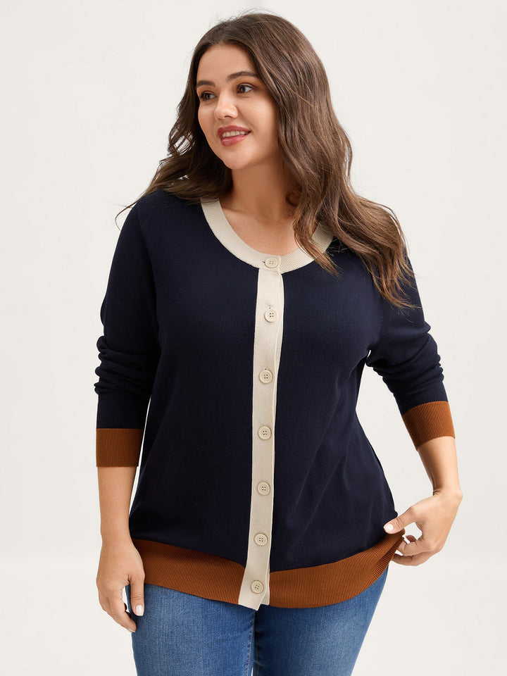 Lucia | Women’s button-front contrast trim knit cardigan