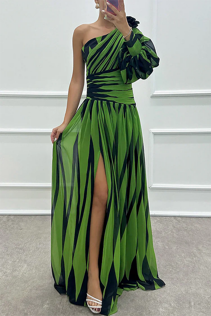Glenda | Women’s asymmetrical maxi dress with striped design