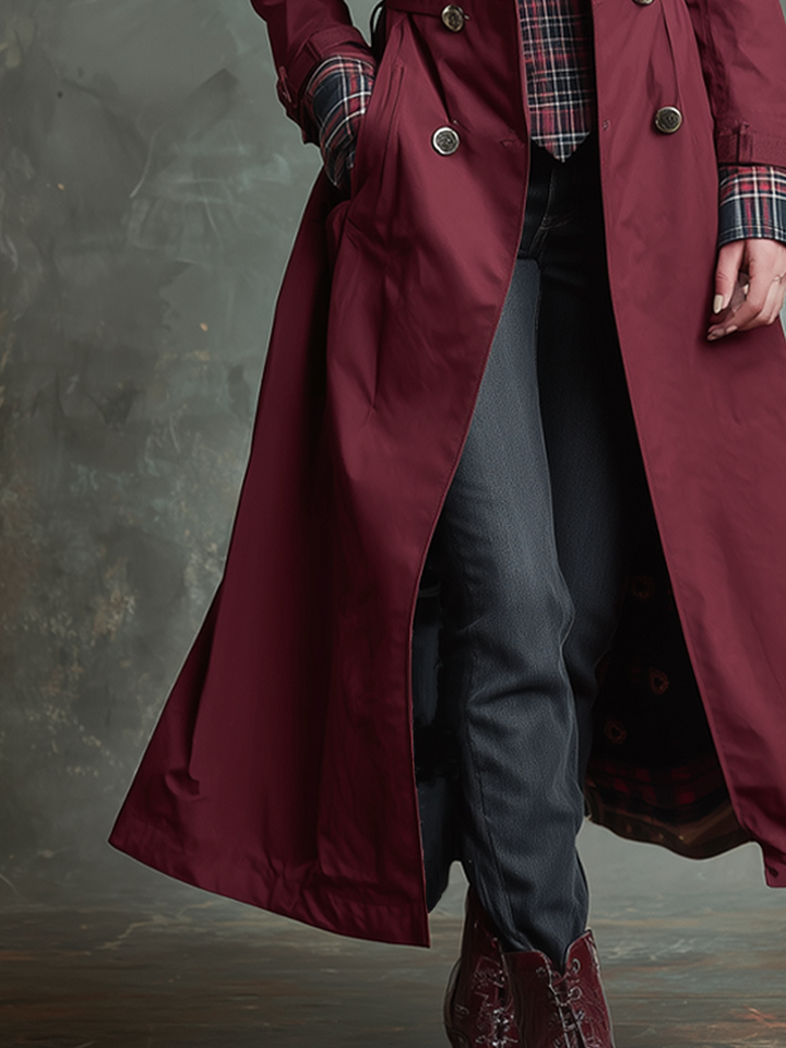Melina | Women’s retro trench coat with pockets and long sleeves